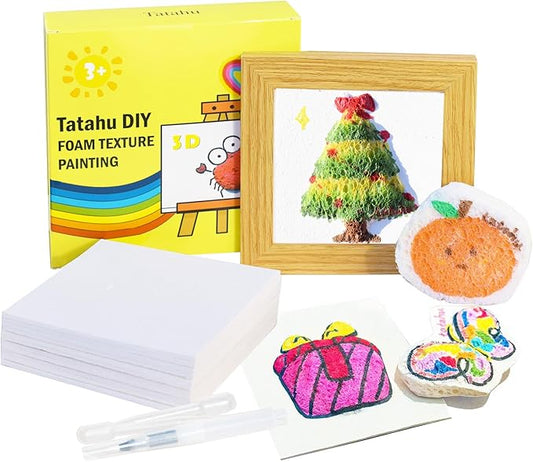 Tatahu Magic Puffy Paint Kits - 3D Drawing Foam Texture Paper Sets for Kids DIY Art and Craft Supplies