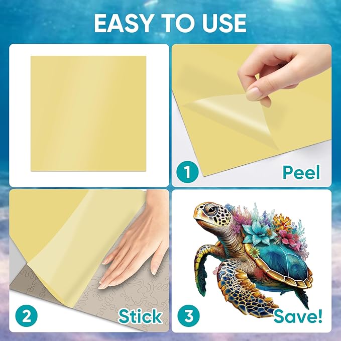 Wooden Puzzles for Adults, Coral Sea Turtle Jigsaw Puzzles 500 Piece, Unique Shape Puzzles for Adults and Kids, Fun Challenging Puzzles Family Game Gift, Royal Size 16.7 x 16.3 Inches