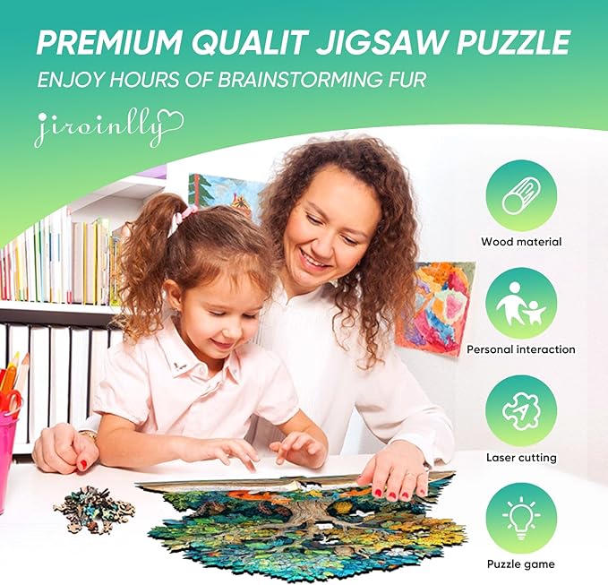 Wooden Puzzles for Adults 500 Pieces, Tree of Life Wooden Jigsaw Puzzles, Unique Shaped Puzzle Gift for Adults and Kids on Birthday, Challenging Family Puzzle Games(16.5“*16.6")