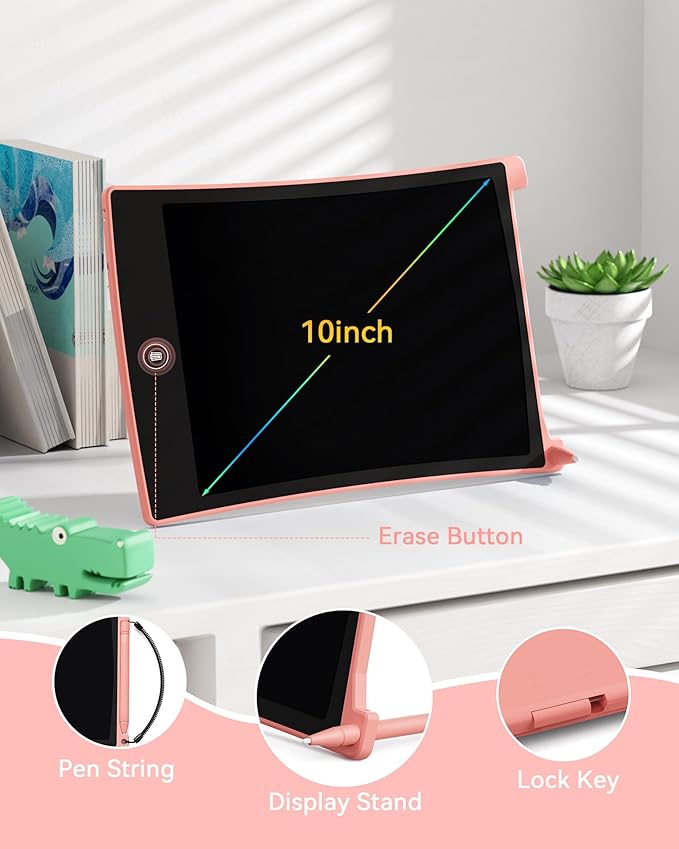 KOKODI 2 Pack 10 Inch LCD Writing Tablet for Kids, Colorful Doodle Board Erasable Drawing Pad, Educational Learning Toys Birthday Gifts for Boys Girls Ages 3 4 5 6 7 8 (Blue & Pink)