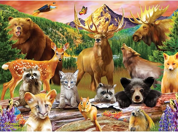 MasterPieces – 100 Piece Jigsaw Puzzle for Kid 6+ Years, Wildlife of The National Parks, Educational and Fun Game, Gift Idea for Children, 19" x 14"