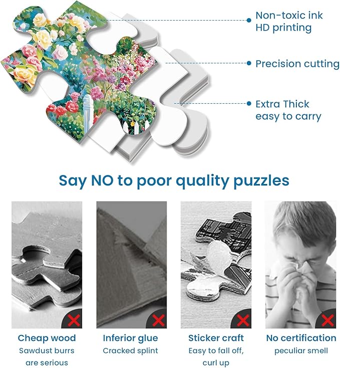 300 Piece Puzzle for Adults,Beautiful Garden House Puzzle for Adults Kids Elderly,Large Piece Landscape Puzzles for Kids Age 8-10 10-12,Challenging Flower Puzzles,Family Game Great Gift 20.5x15 in