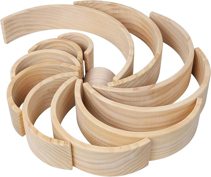 Wooden Rainbow Stacking Toy, 12 Piece Natural Wood Stacker, Extra Large Rainbow Stacking Toy, Nesting Puzzle Building Blocks Educational Toys for Kids Toddlers
