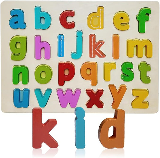 Alphabet Puzzle - montessori Wooden Puzzles for Toddlers 1-5 | abc Alphabet Puzzles Learning Toys for toddlers toddler learning toys Preschool Educational Gift for kids Lowercase Letter Puzzle