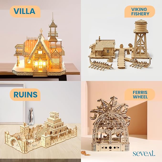 3D Puzzles for Adults & Teens – 267-Piece Wooden DIY Villa Wooden Model for Adults to Build, Brain-Teasing Puzzle Game for Any Occasion (Villa)