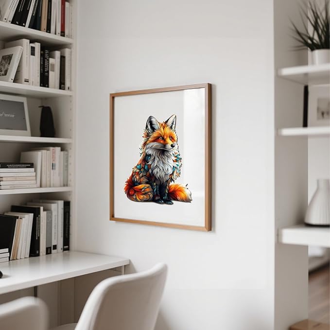 Wooden Puzzles for Adults - Artistic Fox Wood Puzzles Adult - Unique Animal Shape Wooden Jigsaw Puzzles for Adults - Birthday Gifts for Puzzle Lovers, Family (13.3 * 11in)