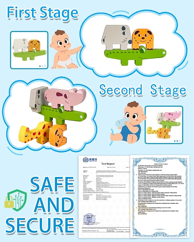 Toys for Toddlers 1-3, Montessori Toys for 1 2 3 4 Year Old Boys & Girls, Toy Age 2-4 0-2 Kids Baby, 1 2 3 Year Old Girls Boys Gifts, Wooden Animal Blocks Stacking Education Puzzles Toy