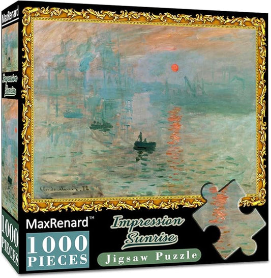 MaxRenard Game 1000 Pieces Jigsaw Puzzle Fine Art Collection Toy Monet Sunrise Impression