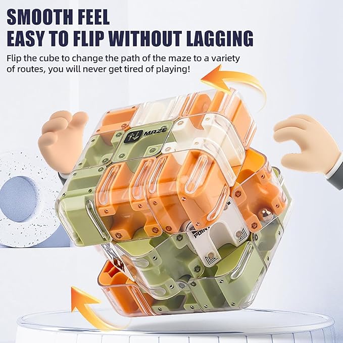 Large 3D Labyrinth Cube Puzzle, 3D Puzzles Maze Cube Ball Puzzle, Spatial Awareness Brain Training Toy for Stress Relief & Logic Development, Educational Focus Game Gift for Adults Teens(1PC)