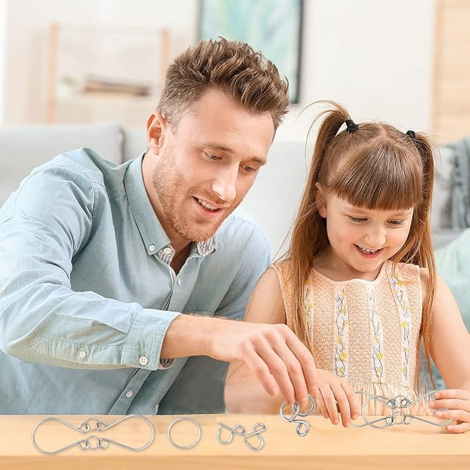 IQ Toys-AB A+B Test Mind Game Brain Teaser Wire Magic Trick Toy IQ Puzzle Set (Pack of 16), Metallic