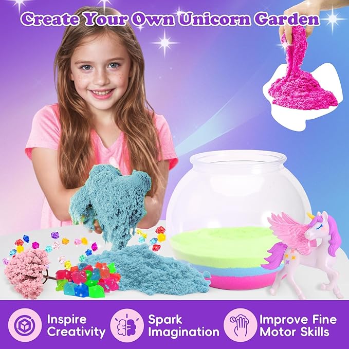 Unicorn Light-Up Terrarium Kit for Kids - Multicolor LED Night Light Birthday Gifts - Unicorn Toys for Girls Ages 4-6 7 8 9 10 Year Old - Kids Arts and Crafts Kit