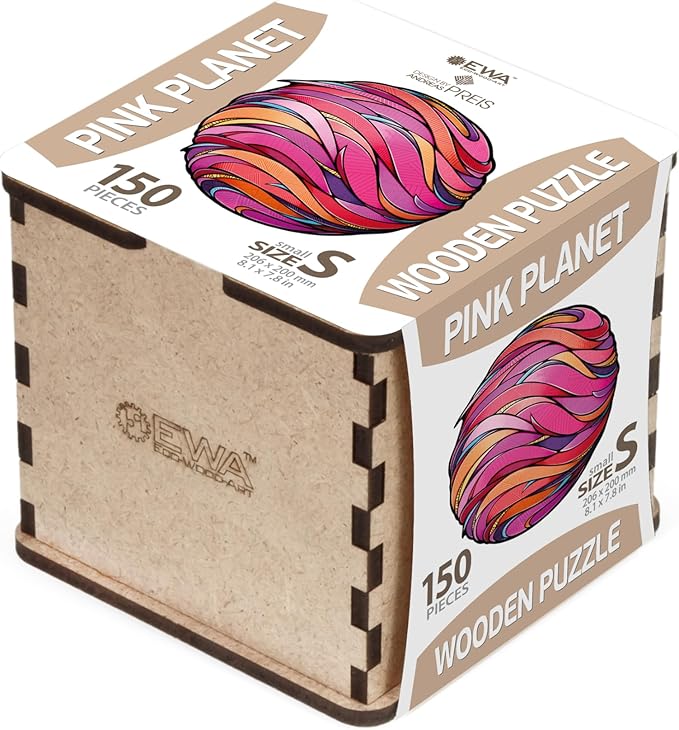 EWA Eco-Wood-Art Wooden Puzzle Pink Planet S - A 150-Piece Journey Through Space Designed Exclusively for Adults - Uncover The Mysteries of The Cosmos in Every Piece