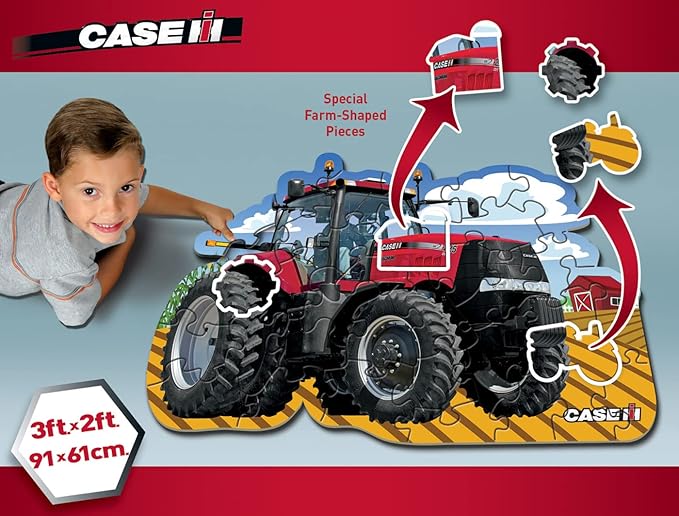 MasterPieces Floor Puzzle - Jumbo Size 36 Piece Jigsaw Puzzle for Kids - Case IH Tractor Shaped - 3ftx2ft