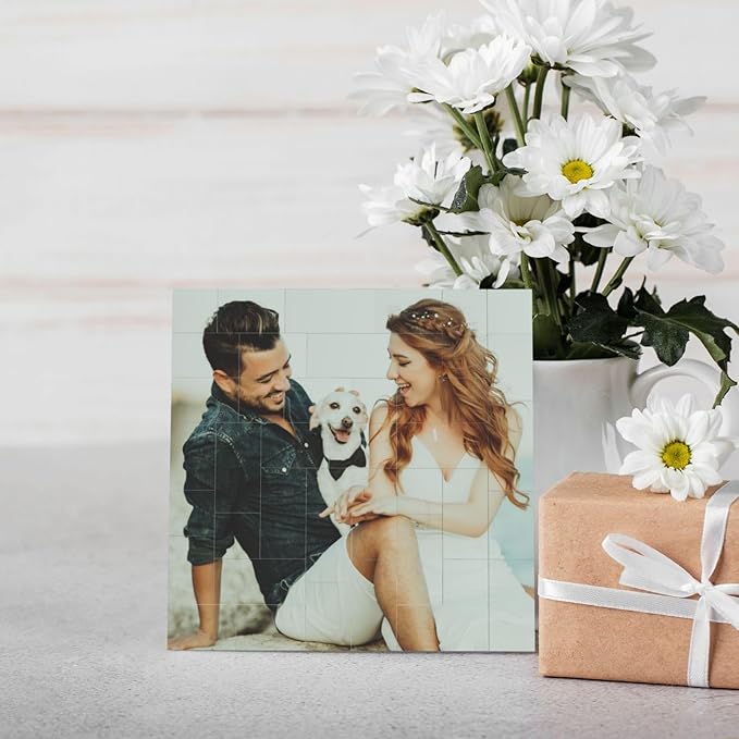 Custom Building Brick Personalized Photo Block Puzzle Valentines Day Gifts Building Block Family Portrait Photograph DIY Gifts for Women, Men,Kids Horizontal Shaped Brick Puzzle (Horizontal Shaped)