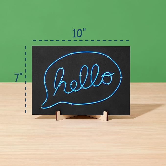 KiwiCo Light-Up Wire Art Kit - DIY Electroluminescent Signs, Fun Educational Science Craft for Kids | Includes EL Wires, Battery Packs, Design Templates, and Instructions | Make Your Own Neon Sign!