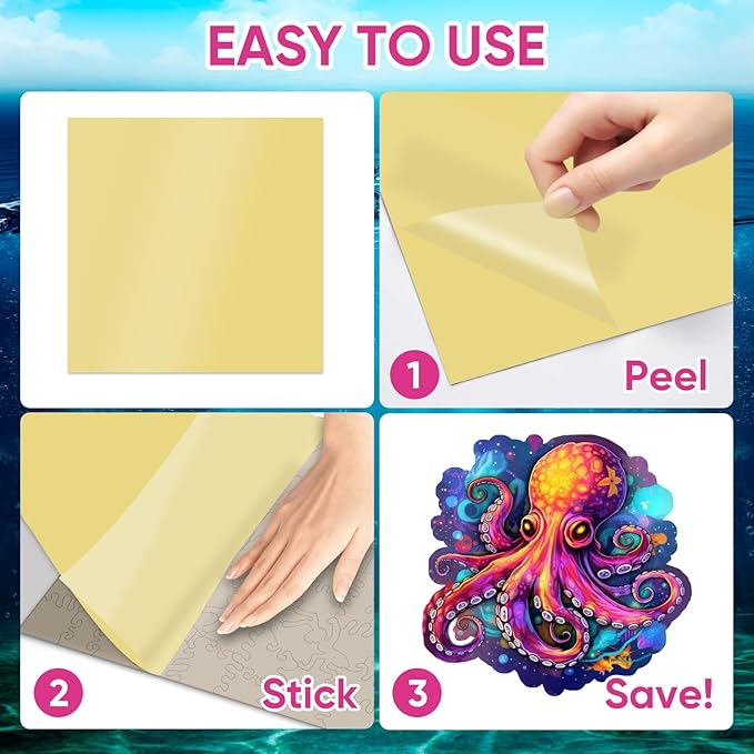 Wooden Puzzles for Adults, Octopus Jigsaw Puzzles 200 Piece, Unique Animal Shape Wood Puzzles for Adults and Kids, Fun Challenging Puzzles Family Game, 11 x 10.6 Inches, Medium Size