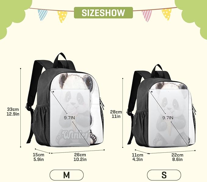 Panda Cute White Toddler Backpack for Boys Girls 3-6 Small Travel Backpacks for Kids Preschool Bookbag for Elementary Kindergarten for Travel