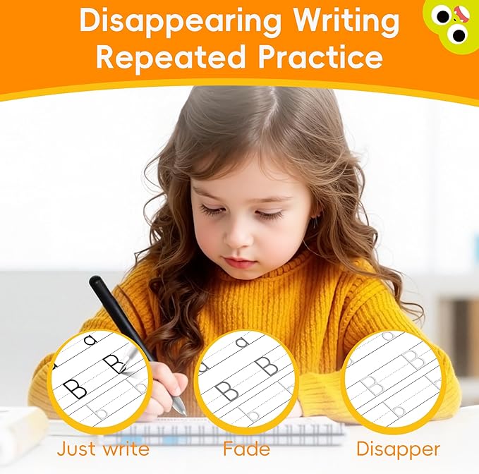Large Magic Grooved Writing Practice, Grooved Handwriting Practice for Kids,Reusable Writing Practice for Kids Age 3-5 5-7 6-8 for Preschool (6books