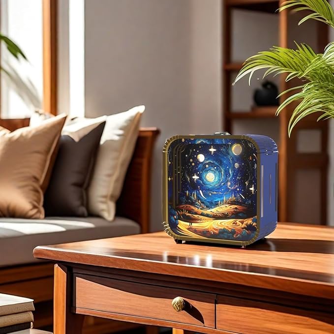 3D Wooden Puzzle Night Light,DIY Craft for Adults with Touch Night Light, Chrismas, New Year, for Teen, Desk Decor for DIY Puzzle Lovers, Men and Women (Dreamy Sky)