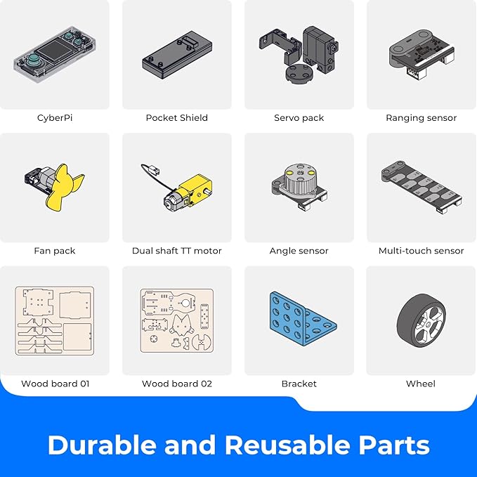 Makeblock Cyberpi Project-Based Coding Kit, Coding for Kids Support Scratch & Python Programming, STEM Projects for Kids Ages 8-12, Robotics Kit Support AI & IoT Technology with Built-in WiFi Module