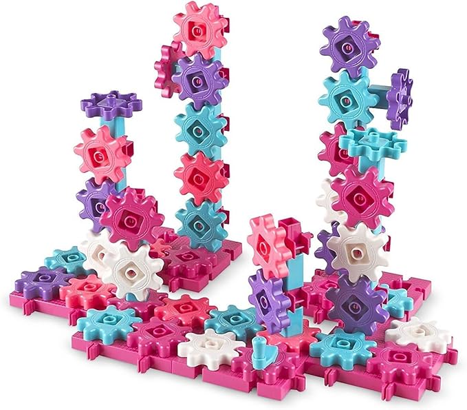 Learning Resources Gears! Gears! Gears! Deluxe Building Set Pink - 100 Pieces, Ages 3+ STEM Toys, Gears for Kids, Preschool Building Sets