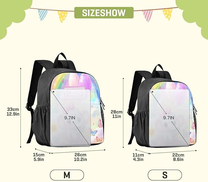 Elephant Cute Rainbow Toddler Backpack for Boys Girls 3-6 Small Travel Backpacks for Kids Preschool Bookbag for Elementary Kindergarten for Travel School