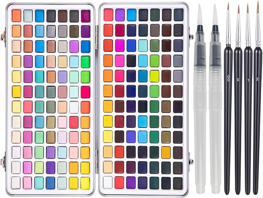 Falling in Art Watercolor Paint Set, 168 Colors Watercolor Paints, Painting Set with Water Brush and Nylon Brushes, Perfect Starter Kit for Beginners and Professionals