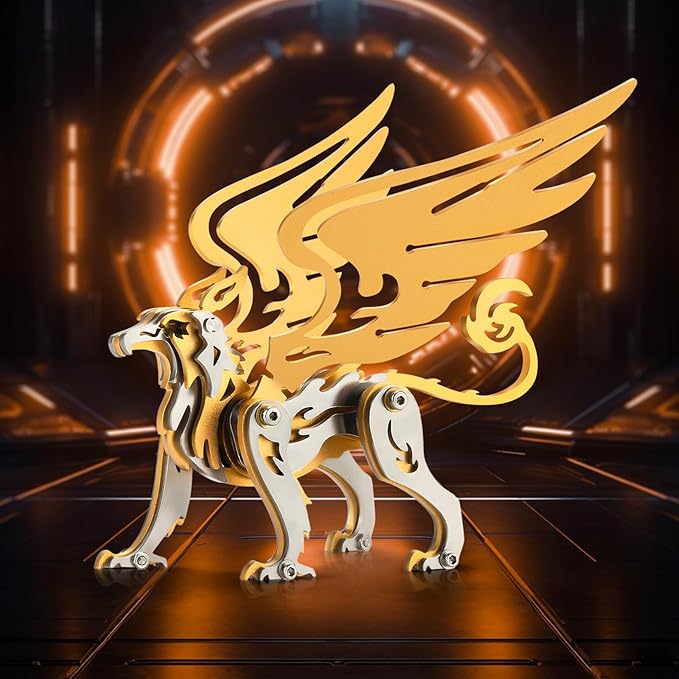 3D Metal Puzzles,3D Metal Puzzle for Adults,Mechanical Model Kit Griffon Gold,Steel 3D Puzzles Stainless Steel Ornaments for Adults Home Decor Art Craft Gifts Toys.