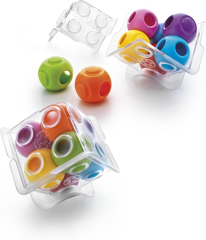 SmartGames Caged Marbles 3D Logic Game with 80 Challenges for Ages 10 - Adult. Can You fit The Marbles in The Cube?
