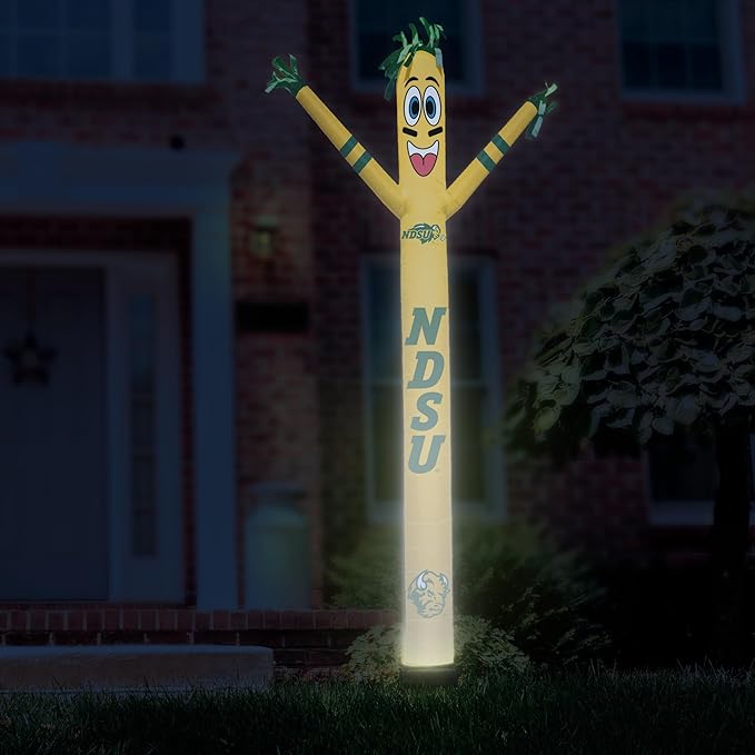 NCAA North Dakota State Bison Football Wacky Waving Inflatable Tube Guy with LED Lights & Built-in Blower - 6" x 36" x 96" Inflatable Tube Man Crazy Sports Fan Outdoor Party Decoration