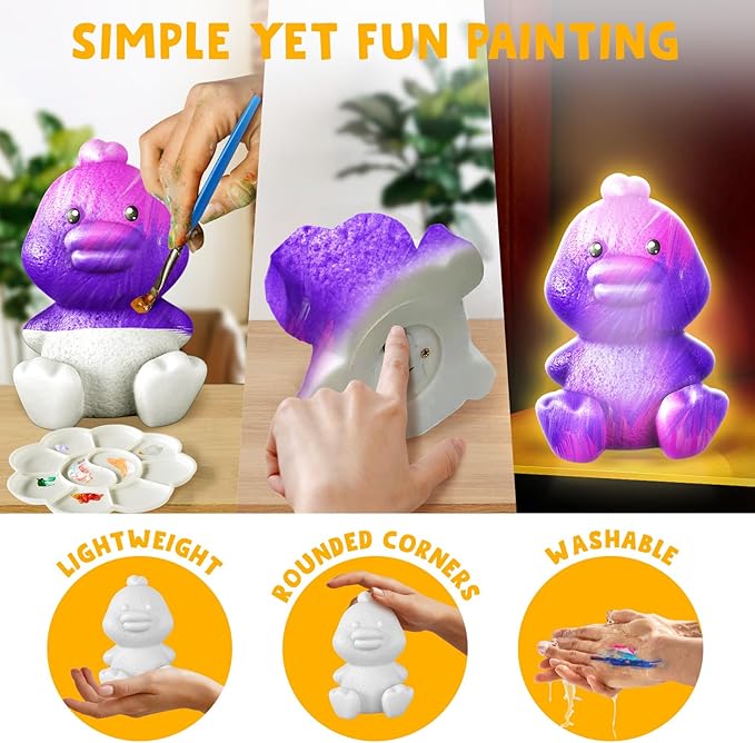 Goodyking Paint Your Own Duck Lamp Kit, DIY Duck Night Light, Arts & Crafts for Kids Ages 8-12, Painting Kit for Kids, Art Supplies Birthday Party Holiday Gift for Teens Girls Boys Age 3 4 5 6 7 8+