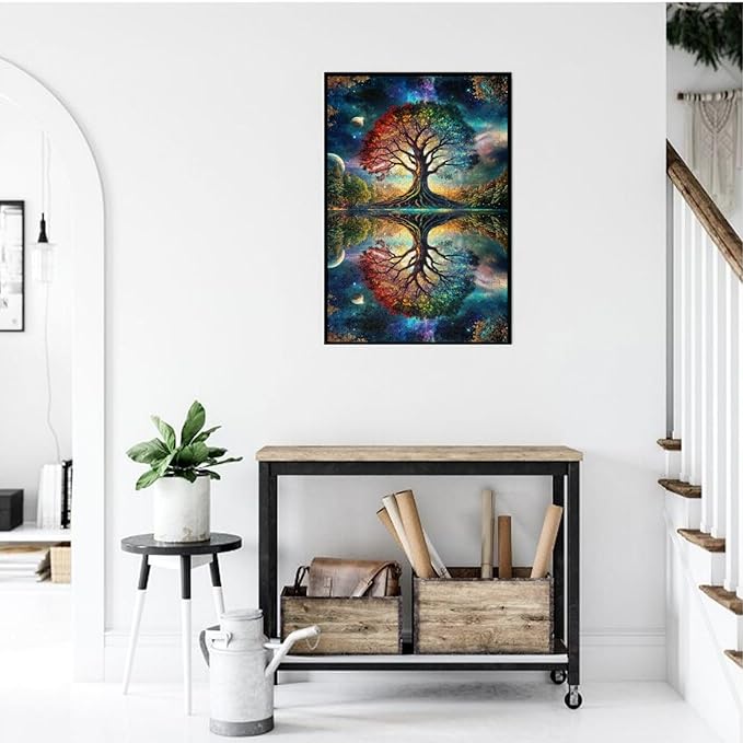 Tree of Life Puzzle 1000 Piece,Colorful Tree of Life Puzzle,Colorful Starry Night Tree Jigsaw Puzzle，Beautiful Galaxy Nature Landscape Jigsaw Puzzles，for Adults Toys Gift Family Decoration