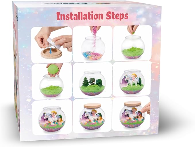 Unicorn Toys for Girls - Unicorn Terrarium Kit Toys - Rechargeable LED Night Light with Remote - DIY Crafts Kit Birthday Gifts for Kids - Christmas Birthday Gifts for Girls Ages 4 5 6 7 8-12 Year Old