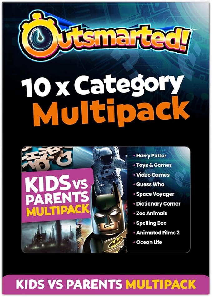 Outsmarted - The Live Quiz Show - Multipack Gift Card Board Game - Questions Bundle Board Games Kids vs Adults - Over 1200 Questions, Live TV Quiz Show, Family Game Night - Ages 8+