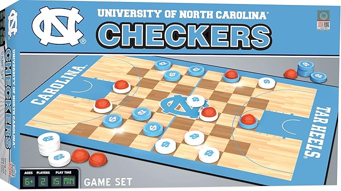 MasterPieces Family Game - NCAA UNC Tar Heels Checkers - Officially Licensed Board Game For Kids & Adults