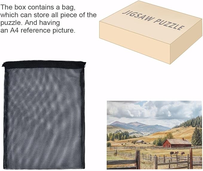 Cowboy Ranch Horse Jigsaw Puzzle Wooden Puzzles Difficult Brain Teasers for Adults 1000 Piecing