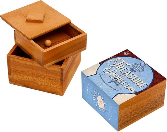 BSIRI Treasure Riddle Box Secret Box Brain Teaser Wooden Puzzle Boxes with Hidden Compartments Ideal Mystery Jewelry Box 3D Puzzle Lock Gift Card and Money Puzzle