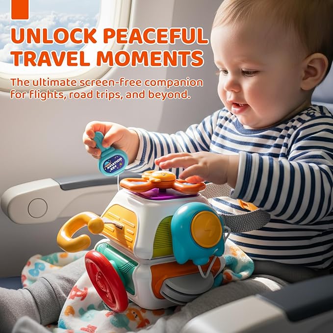 Baby Busy Board Cube, Toys for Boy Girl, Montessori Travel Toys for Toddlers, Learning Fine Motor Skills| Birthday Gifts for Infant Boys Girls (10-in-1 Busy Cube)
