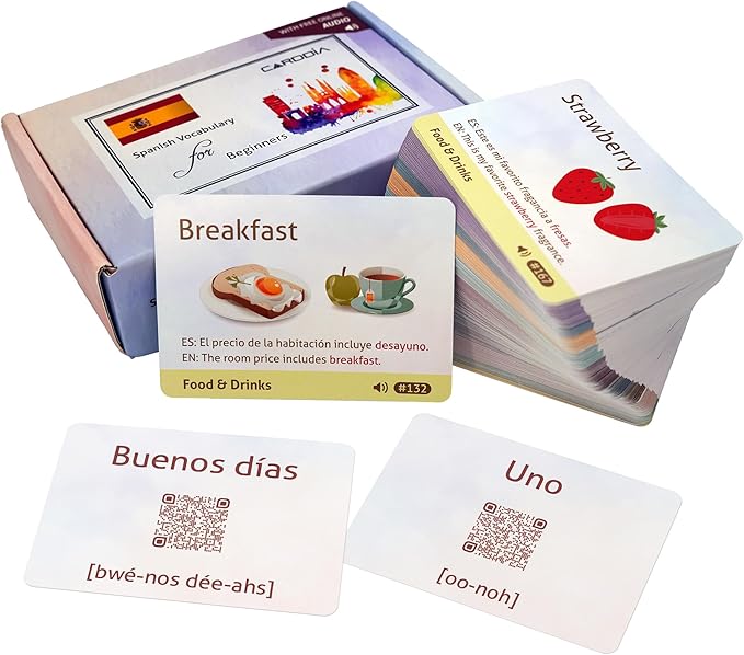 Spanish Vocabulary Educational Flashcards for Beginners