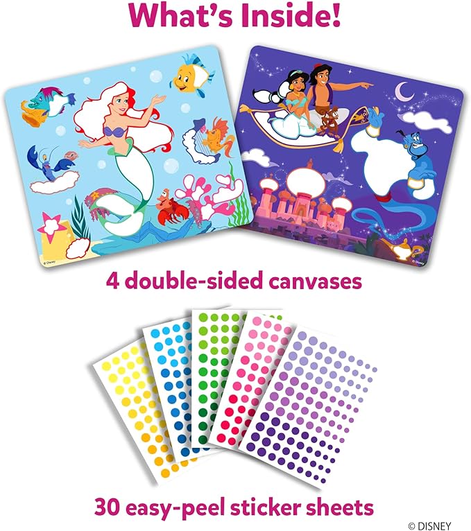 Skillmatics Dot It Sticker Art - Disney Princess, Mess-Free Fun for Kids, 500+ Stickers, Craft Kits, DIY Scrapbooking Activity, Travel Toys, Gifts for Girls & Boys Ages 3, 4, 5, 6, 7