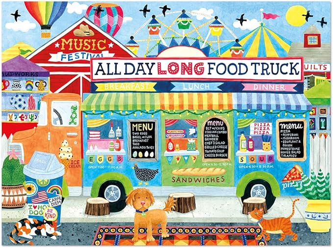 Buffalo Games - All Day Long Food Truck - Stephanie Peterson Jones - 1000 Piece Puzzle for Adults, Sapphire Select - Quality 1000 Pieces Jigsaw Puzzle