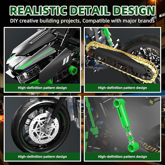 WINGIFT 1:8 Motorcycle Building Set,460 PCS Collectible Motorcycle Display Model Building Kit,Motorbike Toy Collection Brick Kit for Boys Girls,Christmas Birthday Gift for Adults Teens and Kids 8-14+