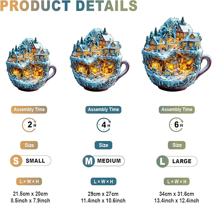 Wooden Puzzles for Adults - Train and Village Wooden Jigsaw Puzzle - Unique Animal Shaped Wood Puzzles Adult - Christmas Birthday Gifts for Adults/Friends/Family - 165pcs 11.4 * 10.6in