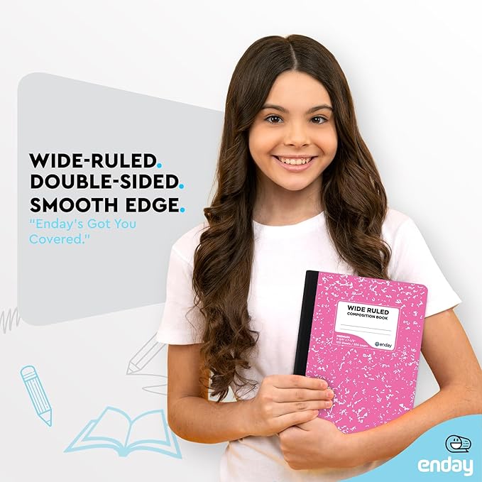 Composition Notebooks Wide Ruled Paper Bulk, Hard Cover Composition Notebook, Premium Lined Composition Books, 100 Sheets Ruled Notebook (48 Pack) - by Enday