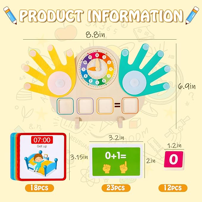 Montessori Toys for Toddlers age 2-4 ,Educational Clock Time Math Manipulatives Number Counting Blocks for Kids ,Preschool Learning Toys 3 4 5 Year Old for Birthday Stocking Stufferas for Boys Girls