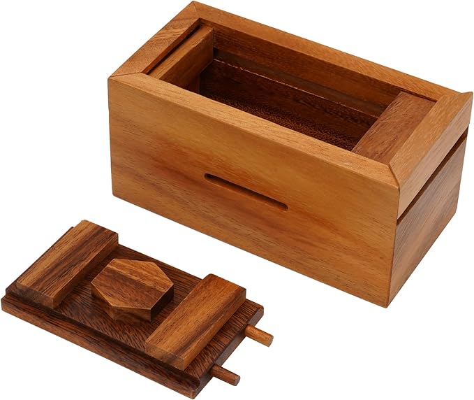 BSIRI Canopic Chest- Challenging Brain Teaser Wooden Box Mind Puzzles and Use as Money Box, Stash Box, Jewelry Box, 3D Puzzle Lock Box, Gift Card, Money Puzzle Box for Cash Gift
