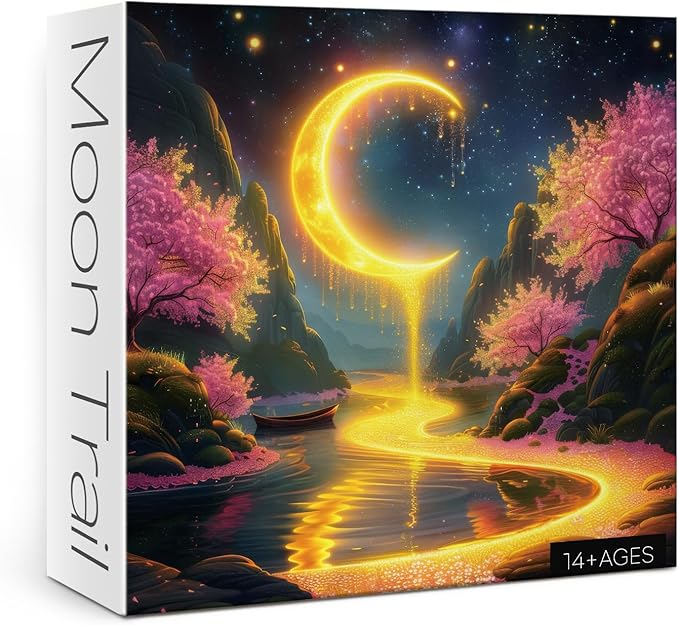 Mystery Landscape Puzzles for Adults 1000 Pieces, Fantasy Nature Scenic Jigsaw Puzzles, Moon Mountain Art Puzzles
