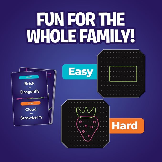 Uzzle Stretch & Sketch Peg Board Game, Expert-Level Challenges, Action Packed Rubber Band Game 3-6 Players, Ages 6+