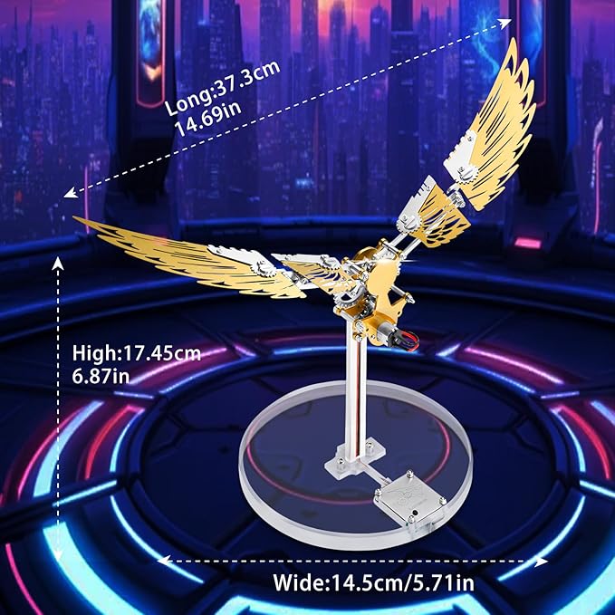 3D Metal Puzzles for Adults, Metal Model Kits for Adults Ornithopter, Mechanical Steel 3D Puzzle Stainless Steel Ornaments for Men Women Art Craft Gifts Toys(Gold).