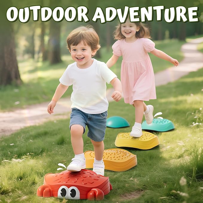Lehoo Castle Stepping Stones for Kids, Non-Slip Toddler Stepping Stones for Autism, Balance Stones Sensory Toys for Toddlers 1-3, Crab Toddler Outdoor Toys, Obstacle Course for Kids 3-5
